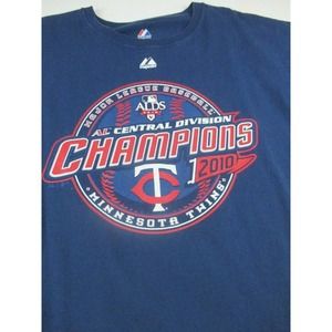 2010 Al Central Division Champions Minnesota Twins 2XL T Shirt BlueCotton